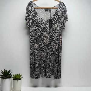 Rachel‎ Zoe Black And White Leopard Print Midi Dress